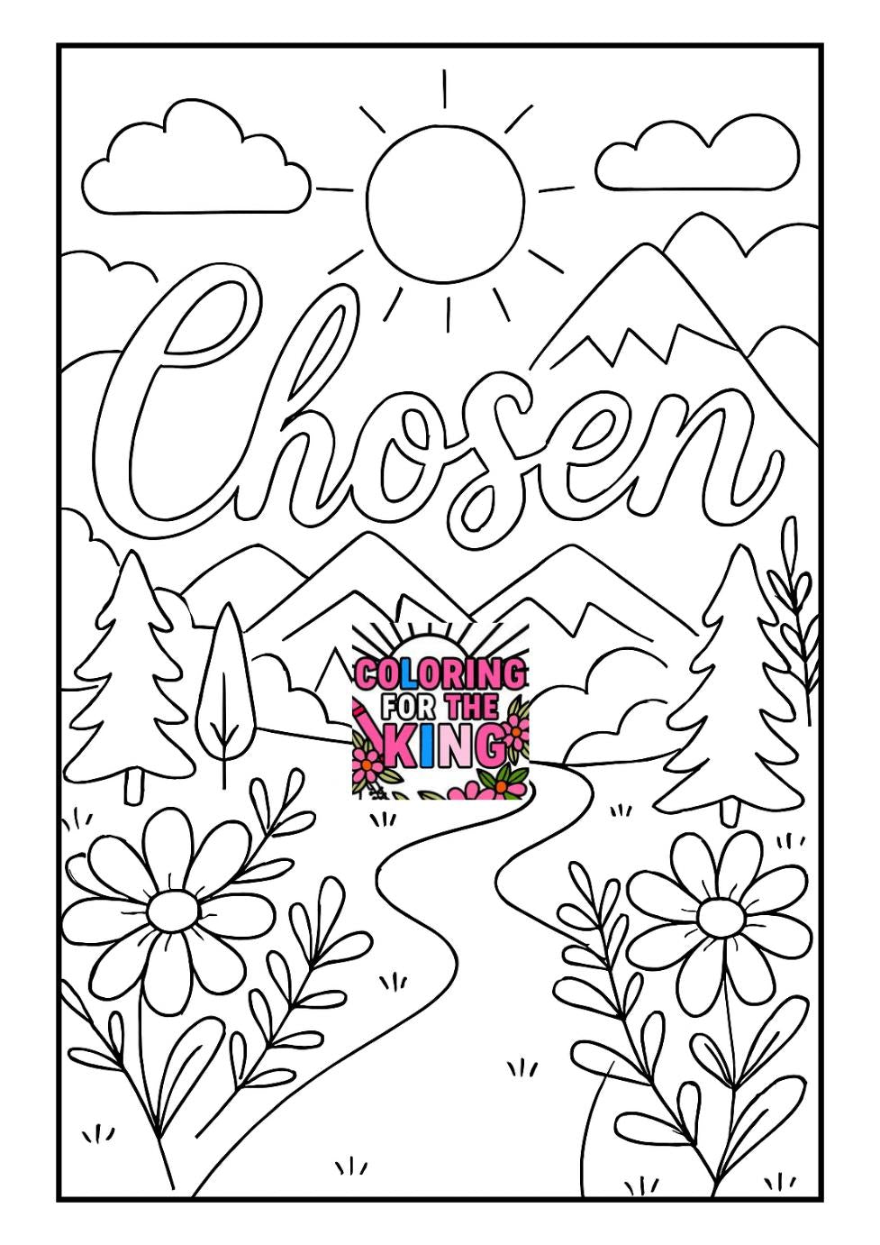 Chosen - Printable Coloring Page - Christian Faith (PDF Instant Download)