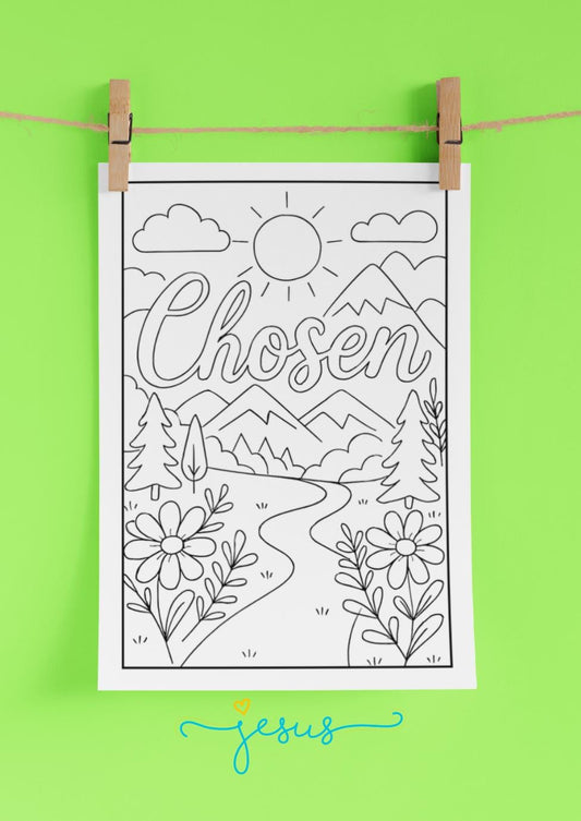 Chosen - Printable Coloring Page - Christian Faith (PDF Instant Download)