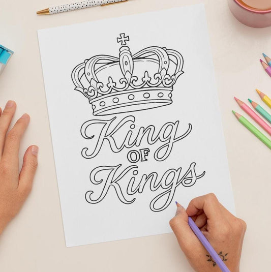 King of Kings - Jesus Christ - Printable Coloring Page (PDF Instant Download)