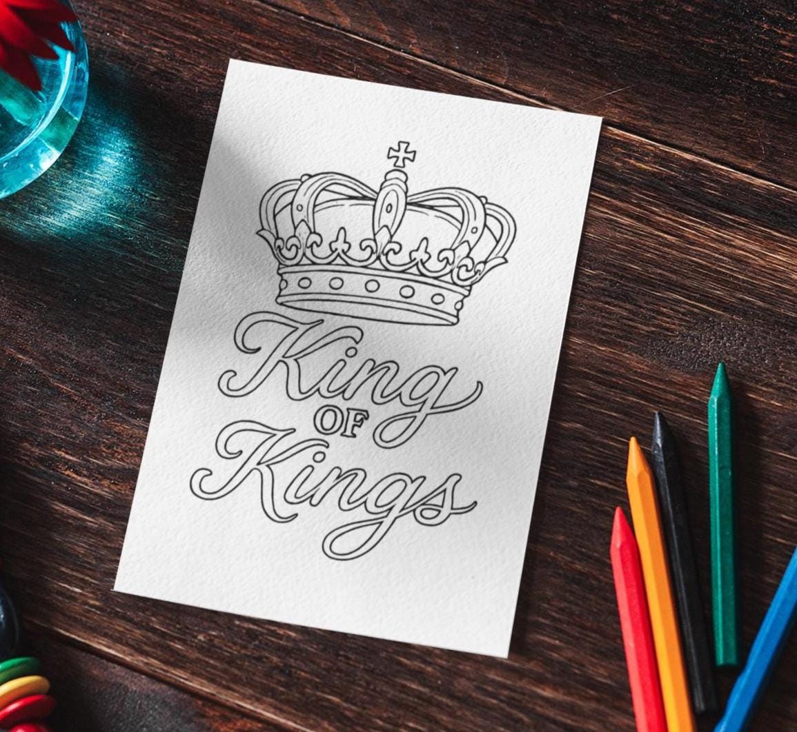 King of Kings - Jesus Christ - Printable Coloring Page (PDF Instant Download)