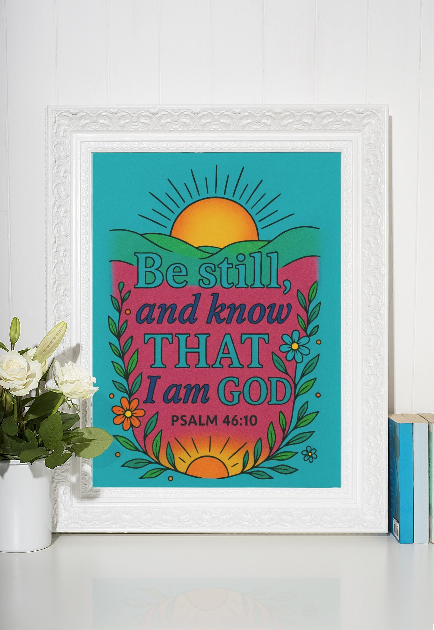 Be Still-Psalm 46:10 - Printable Coloring Page - Christian Bible Verse - (PDF Instant Download)
