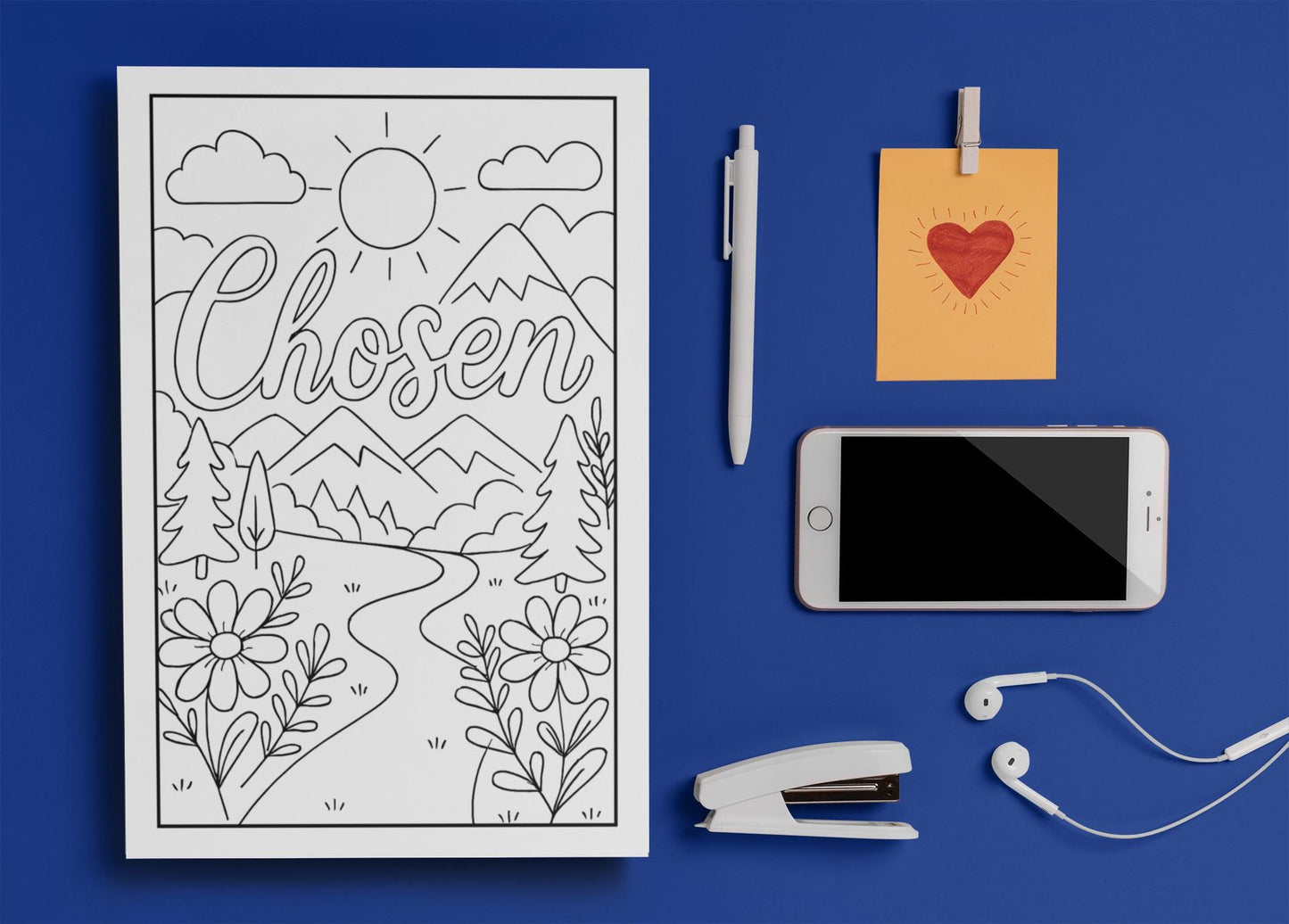 Chosen - Printable Coloring Page - Christian Faith (PDF Instant Download)