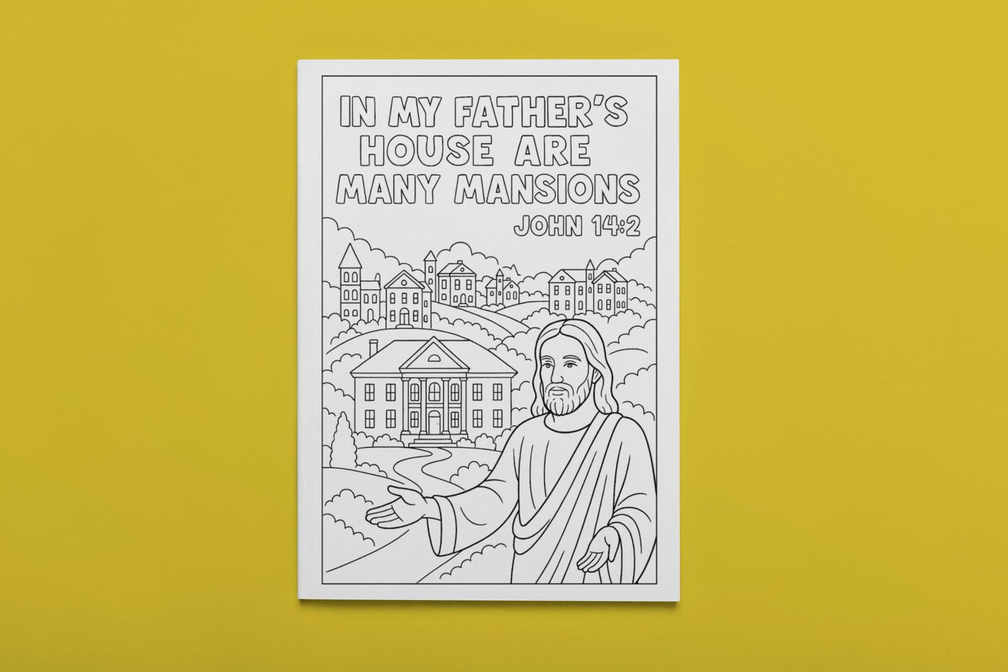 In My Father's House - John 14:2 - Printable Coloring Page - Bible Verse - (PDF Instant Download)