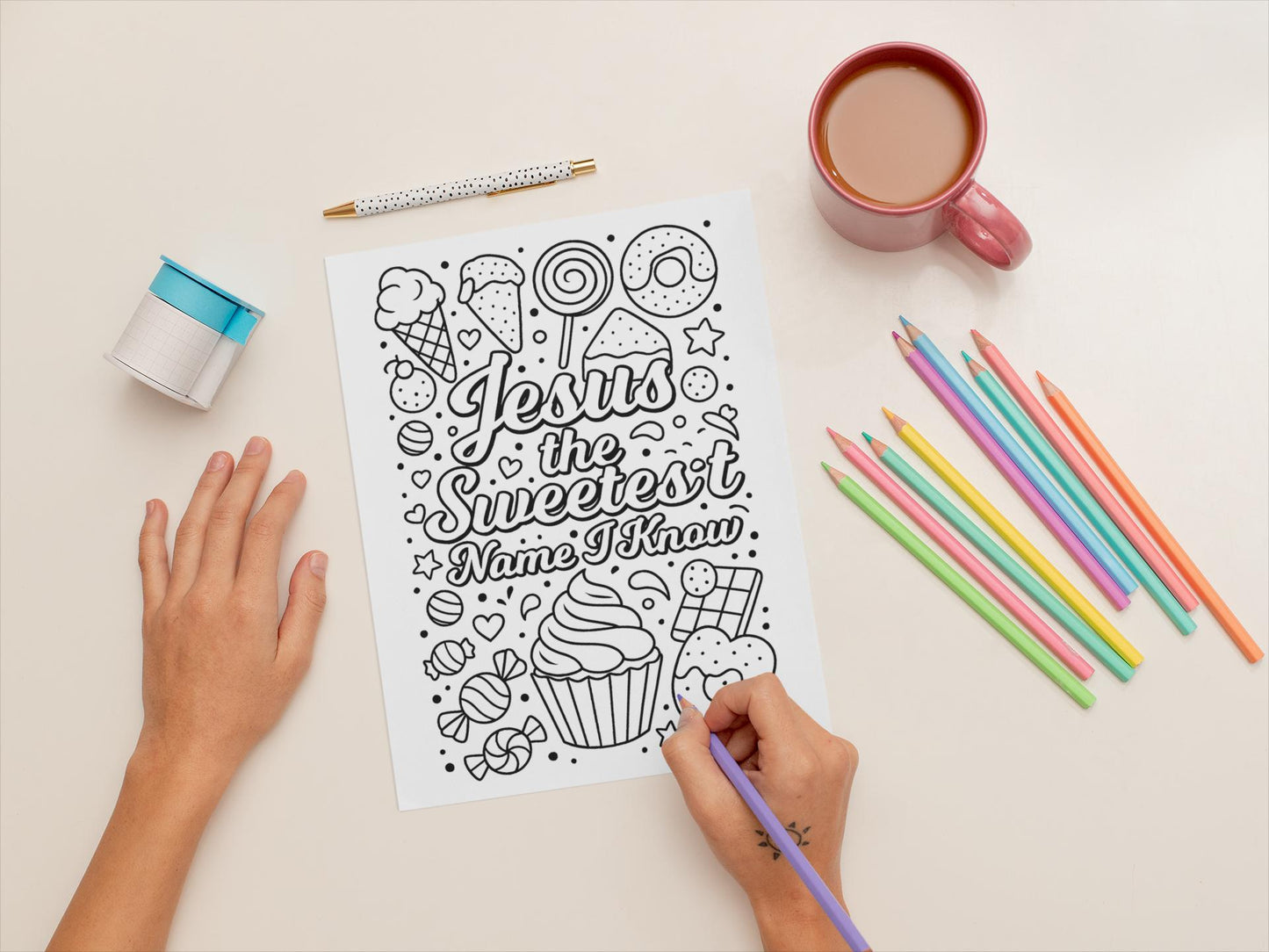 Jesus the Sweetest Name I Know - Christian Printable Coloring Page - (PDF Instant Download)