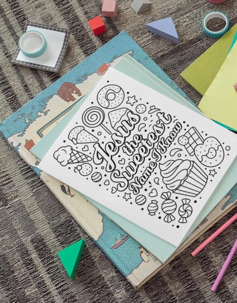 Jesus the Sweetest Name I Know - Christian Printable Coloring Page - (PDF Instant Download)