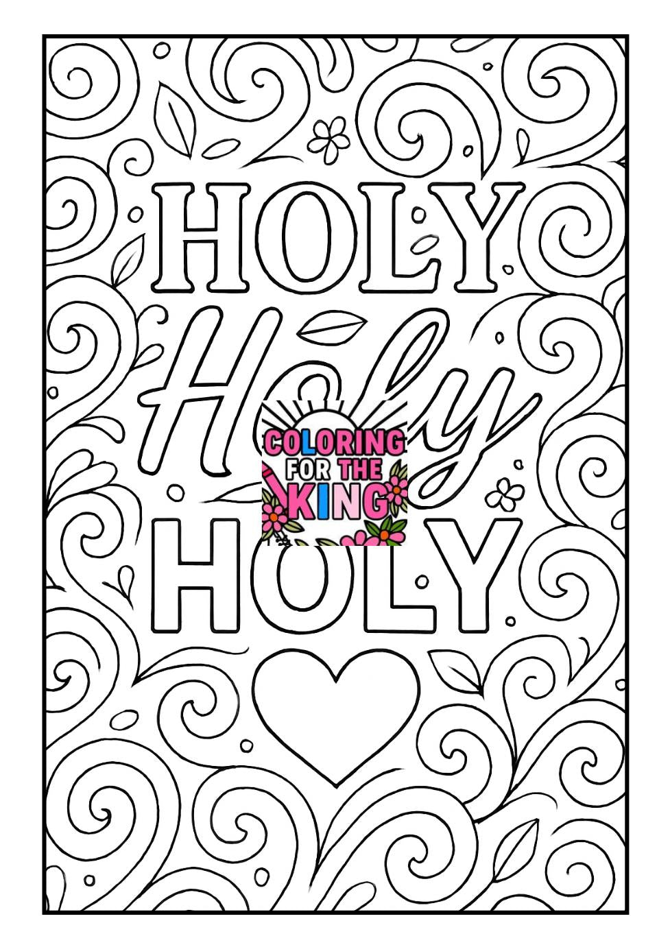 Holy - Christian - Printable Coloring Page - (PDF Instant Download)