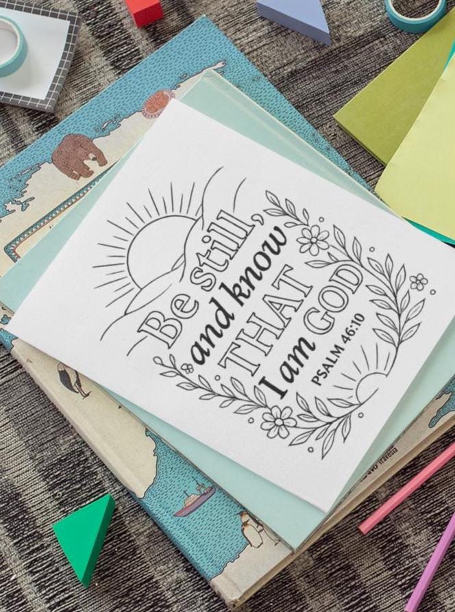 Be Still-Psalm 46:10 - Printable Coloring Page - Christian Bible Verse - (PDF Instant Download)